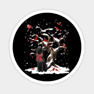 Black Labrador Scarf Cardinal Snow Christmas Magnet